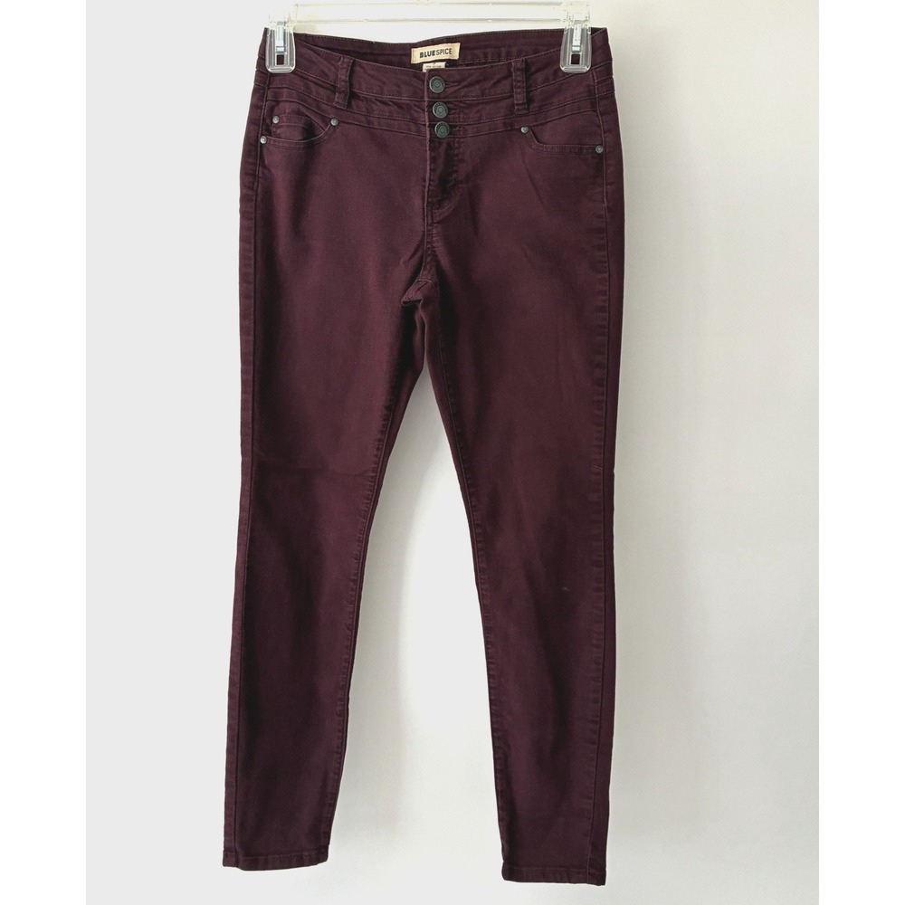 Blue Spice Burgundy Skinny Jeans Sz 9 Mid Rise Stretch Maroon Ankle Pants Indie